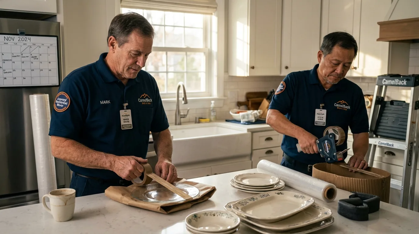 Professional crew packing kitchen dishware in Frankfort, KY